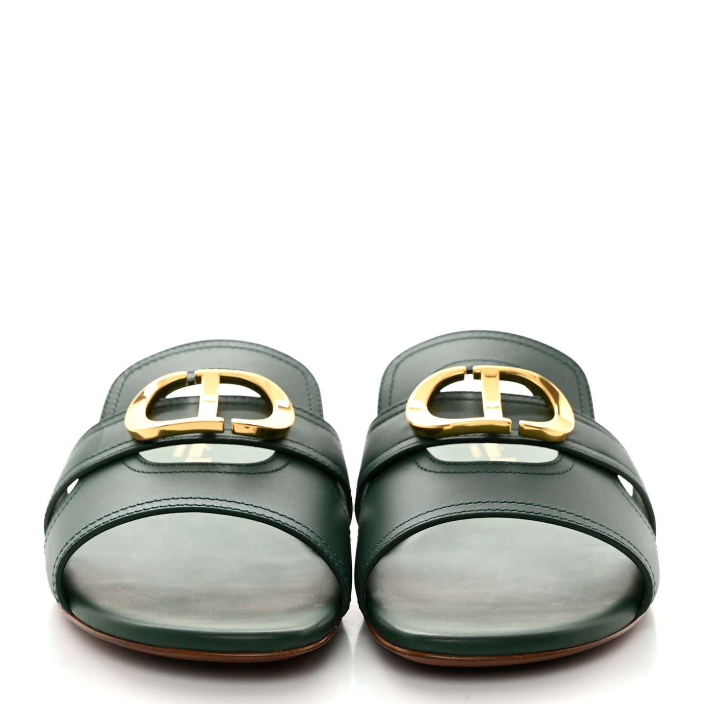 Calfskin 30 Montaigne Flat Slide Sandals 40 Leaf Green