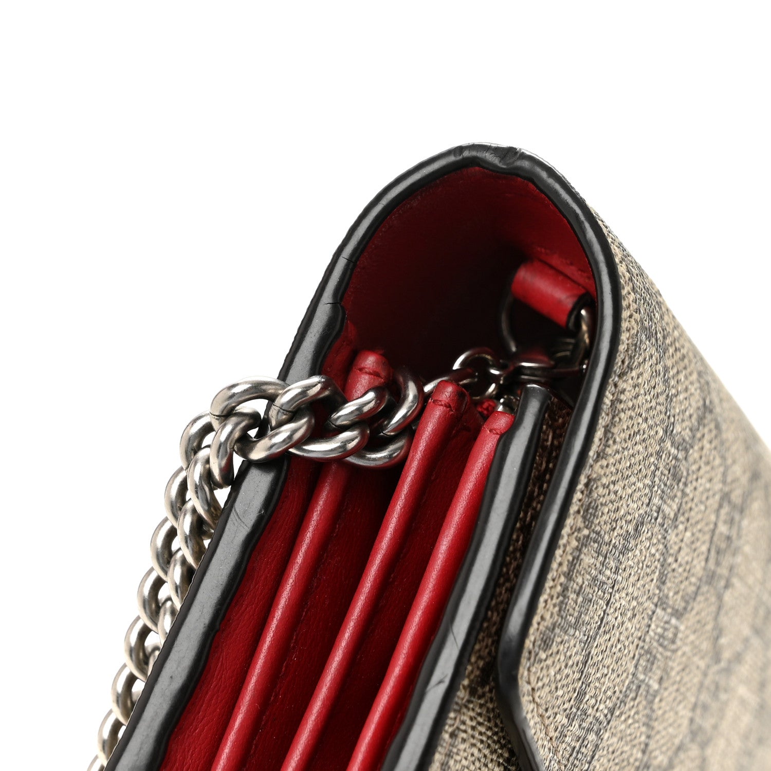 Gucci GG Supreme Monogram Mini Dionysus Chain Wallet Beige Vulcanic Red 11 of 13