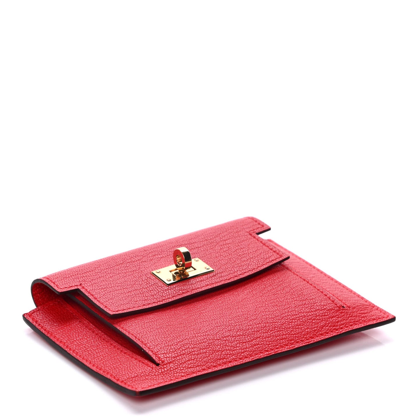 Chevre Mysore Kelly Pocket Compact Wallet Rouge de Coeur