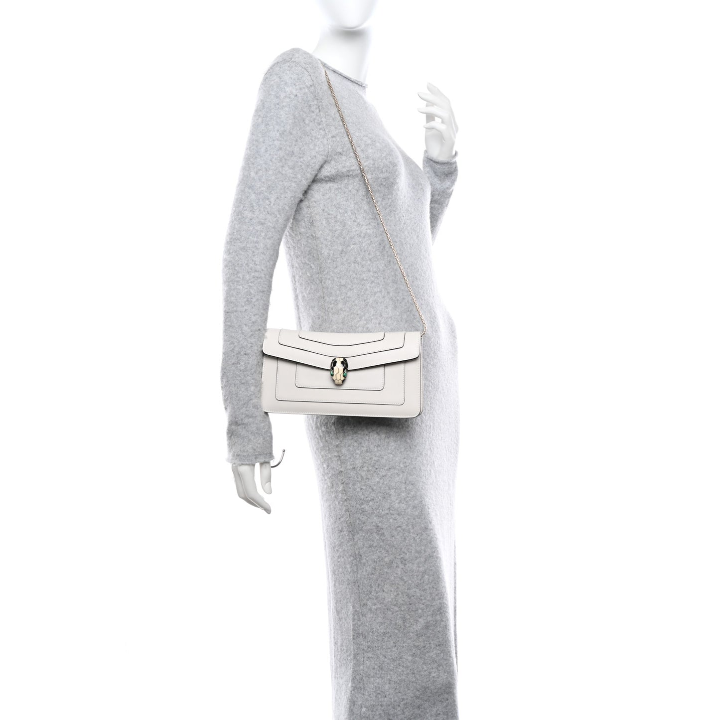 Calfskin Serpenti Forever Shoulder Bag White