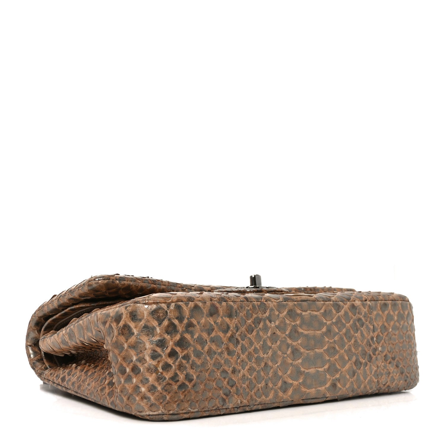 Chanel Metallic Snakeskin Medium Double Flap Beige 4 of 13