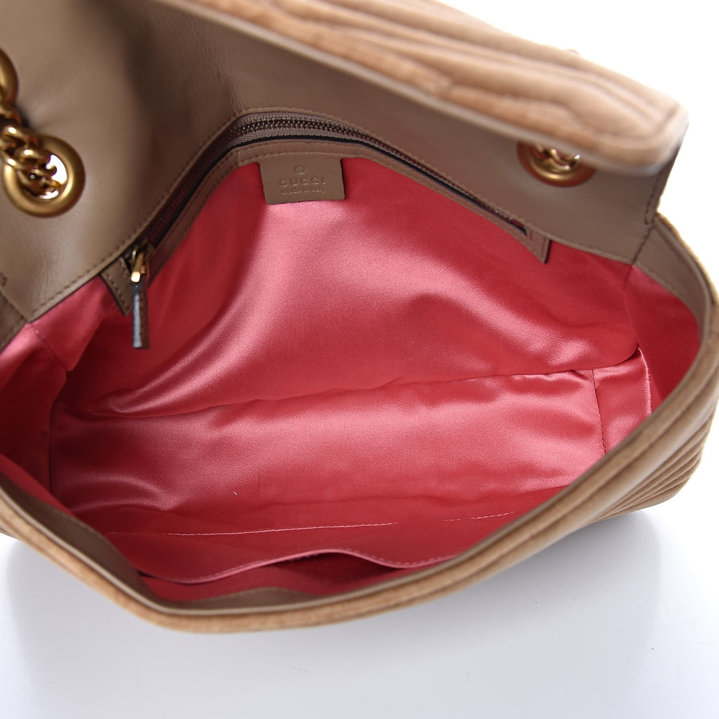 Velvet Matelasse Medium GG Marmont Shoulder Bag Taupe