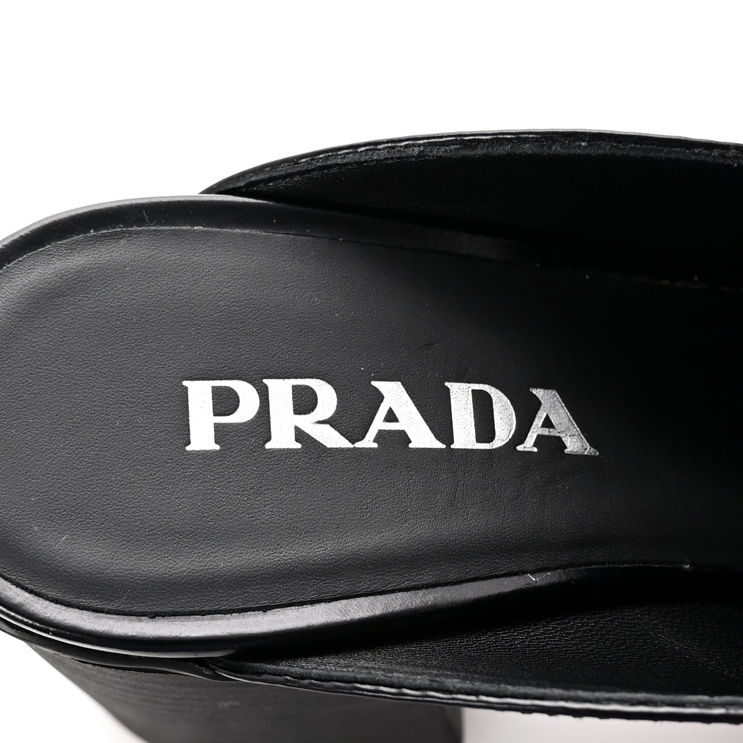 Spazzolato Metal Triangle Logo Platform Loafer Mules 37.5 Black