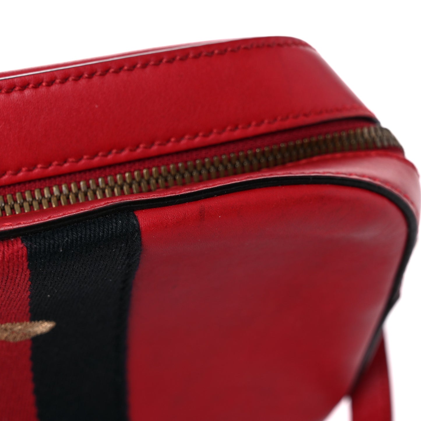 Calfskin Web Small Webby Bee Shoulder Bag Red