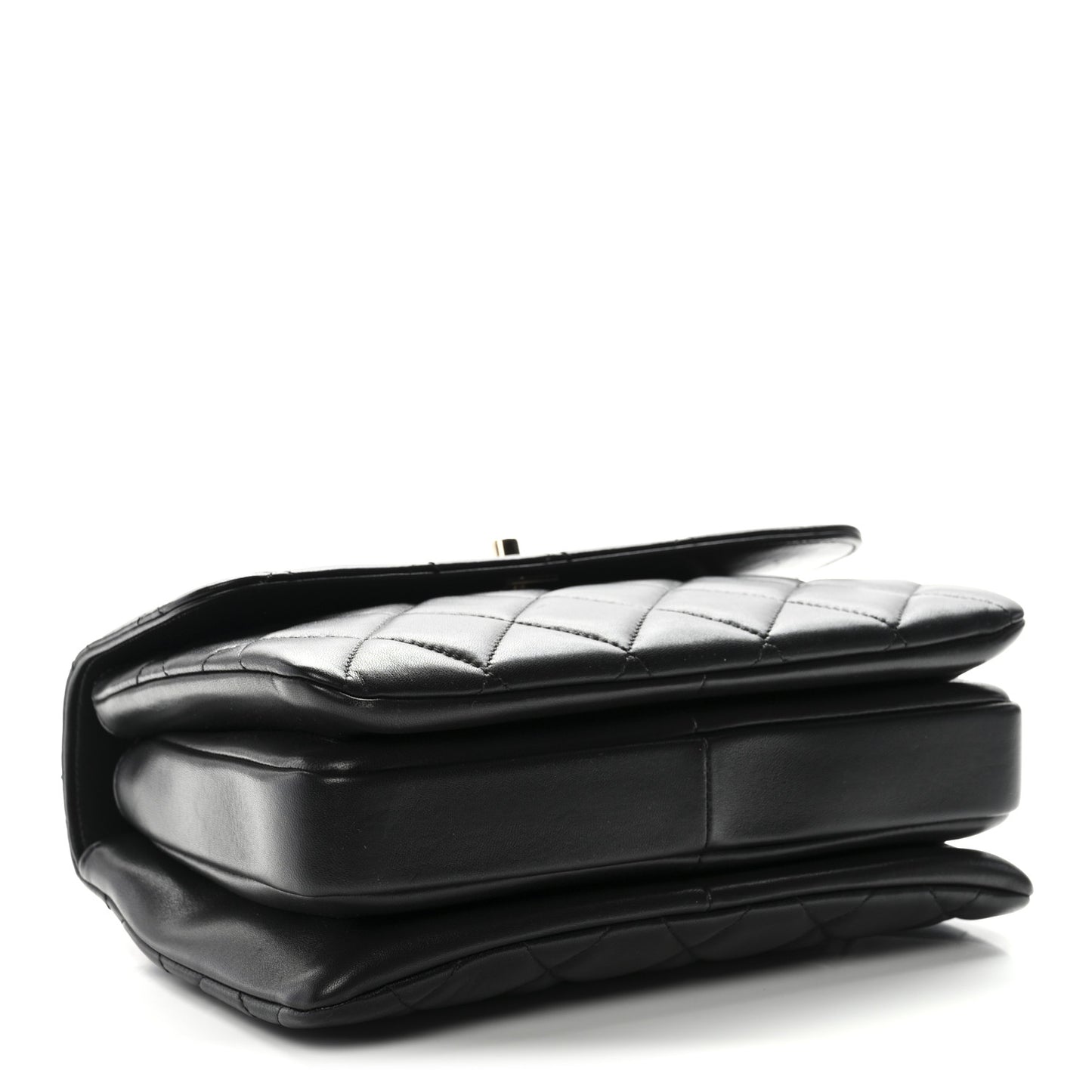 Lambskin Quilted Small Trendy CC Dual Handle Flap Bag Black