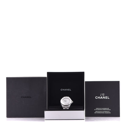 Chanel Stainless Steel Ceramic Diamond 38mm J12 Automatic Watch White 7 of 7