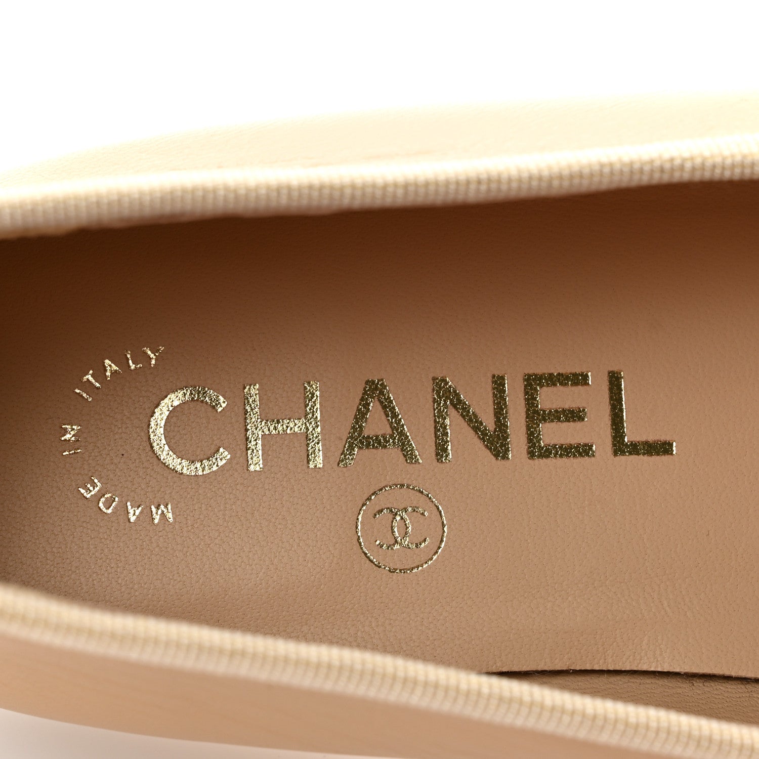 Chanel Lambskin Cap Toe CC Ballerina Flats 38 Beige Black 8 of 11