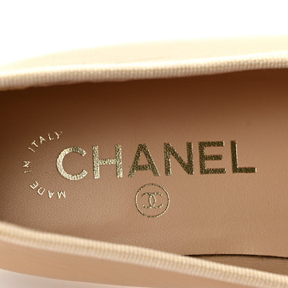 Chanel Lambskin Cap Toe CC Ballerina Flats 38 Beige Black 8 of 11