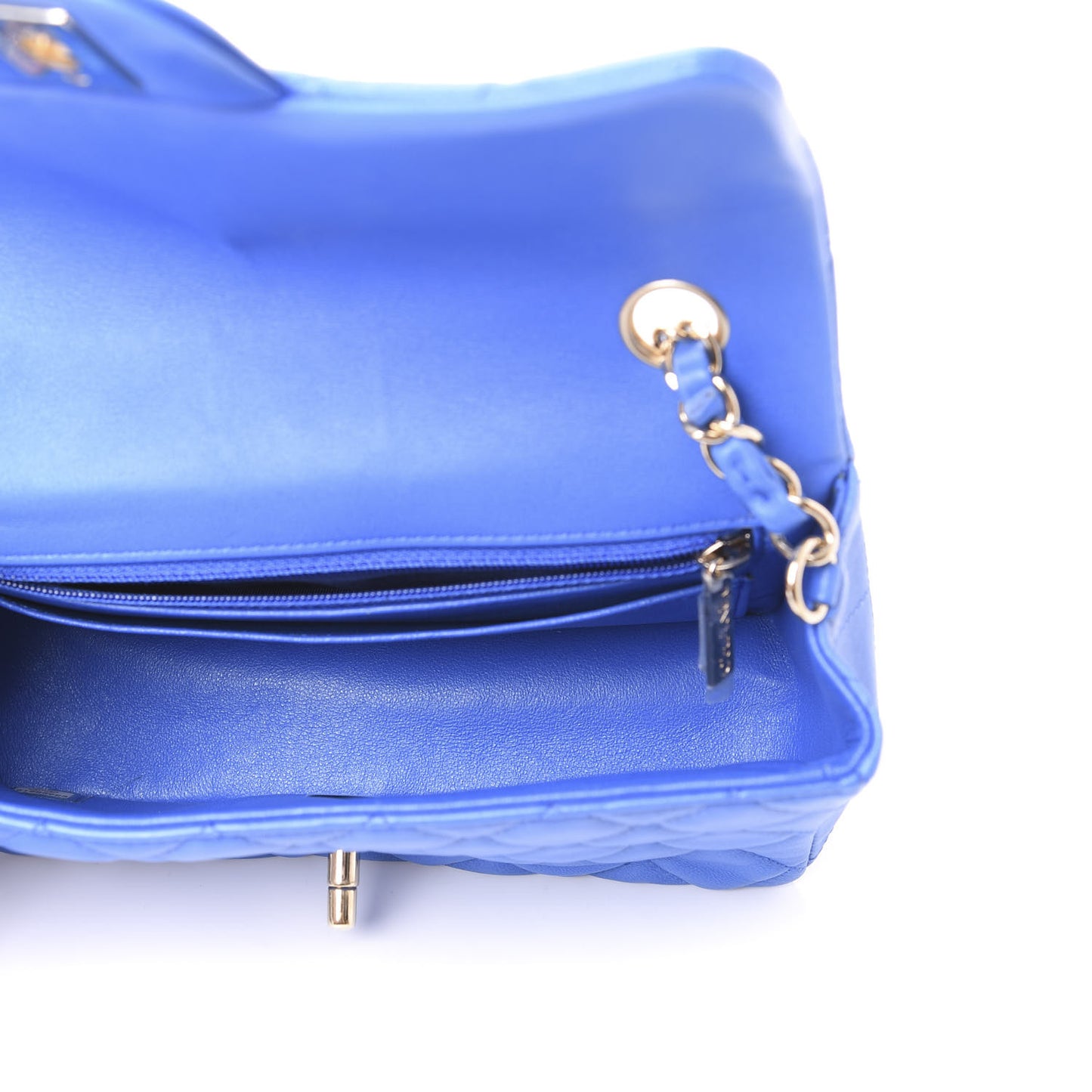 Lambskin Quilted Mini Rectangular Flap Blue