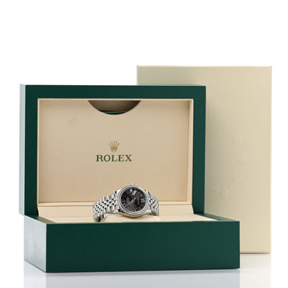 Rolex Stainless Steel 18K White Gold Diamond 31mm Oyster Perpetual Datejust Watch Dark Grey Roman 278384RBR 5 of 5