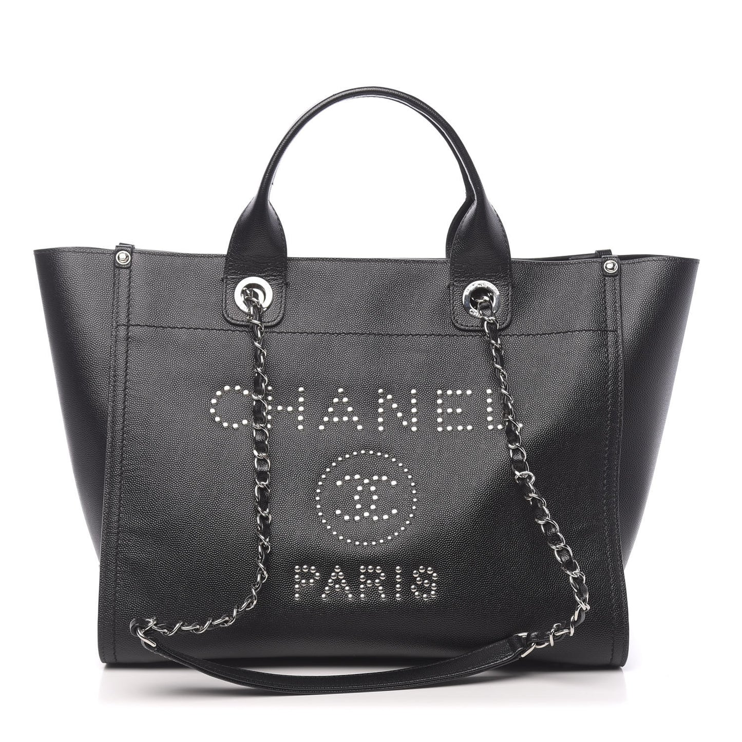 Caviar Small Studded Deauville Tote Black