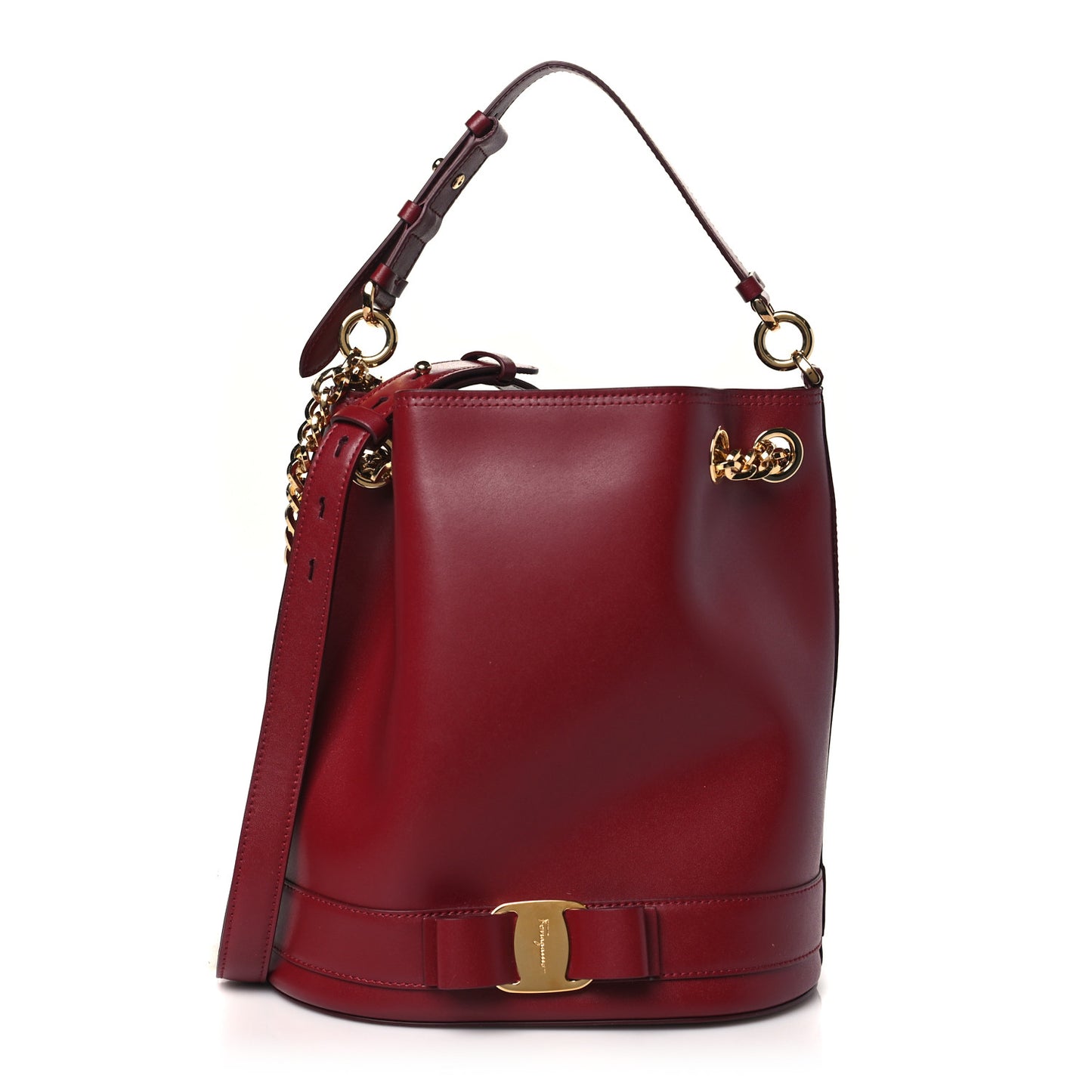 Calfskin Bow Bucket Bag Red