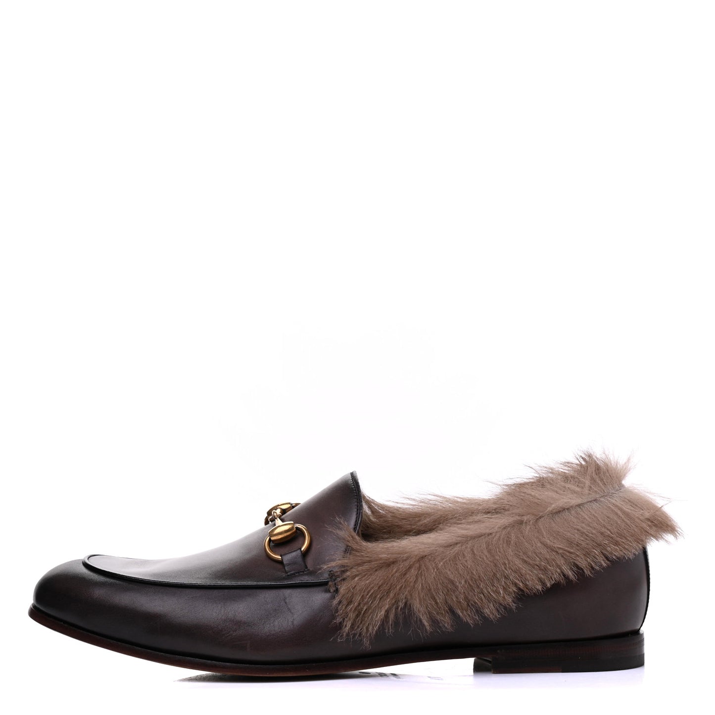 Calfskin Fur Mens Jordaan Loafers 7.5 Dark Brown Natural