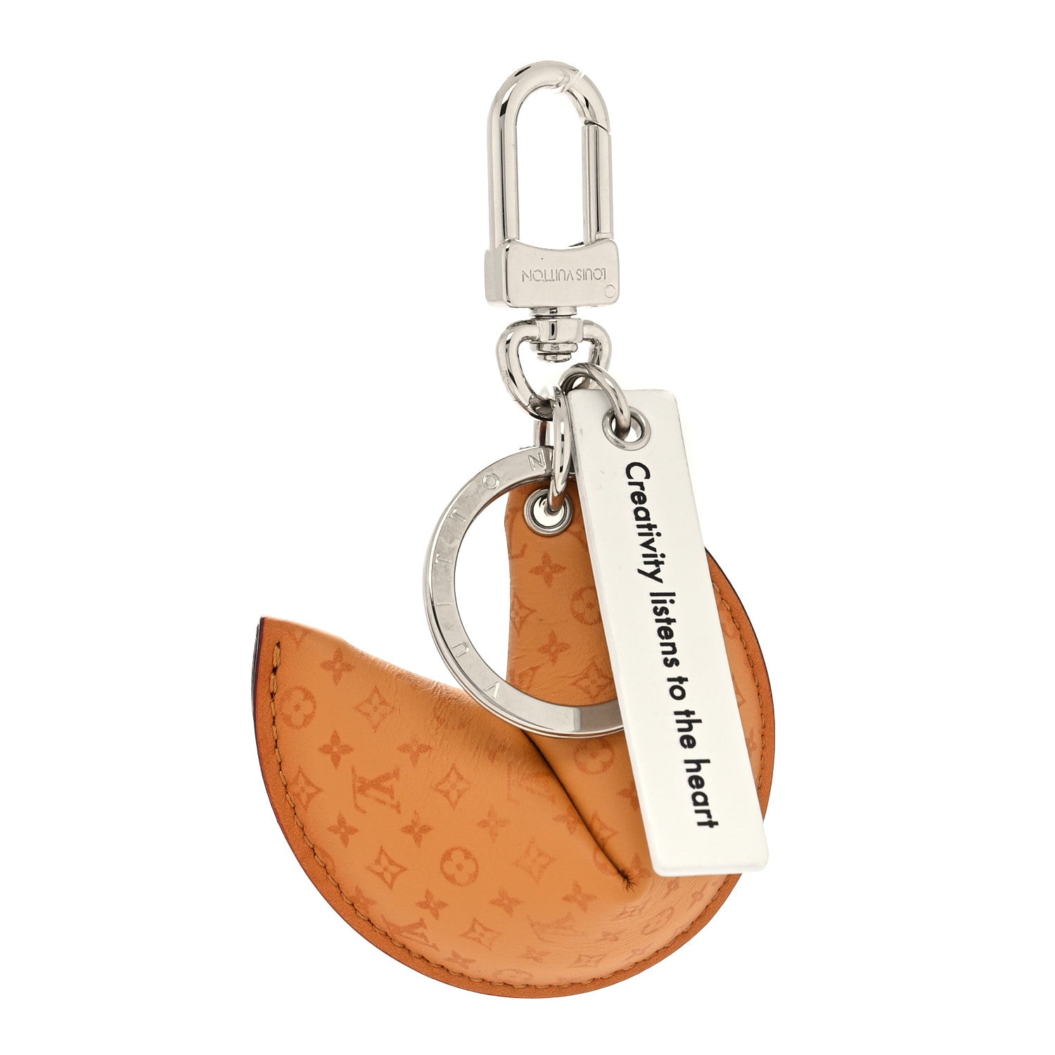 Louis Vuitton Calfskin Monogram Printed LV Fortune Cookie Bag Charm Key Holder Brown 1 of 5