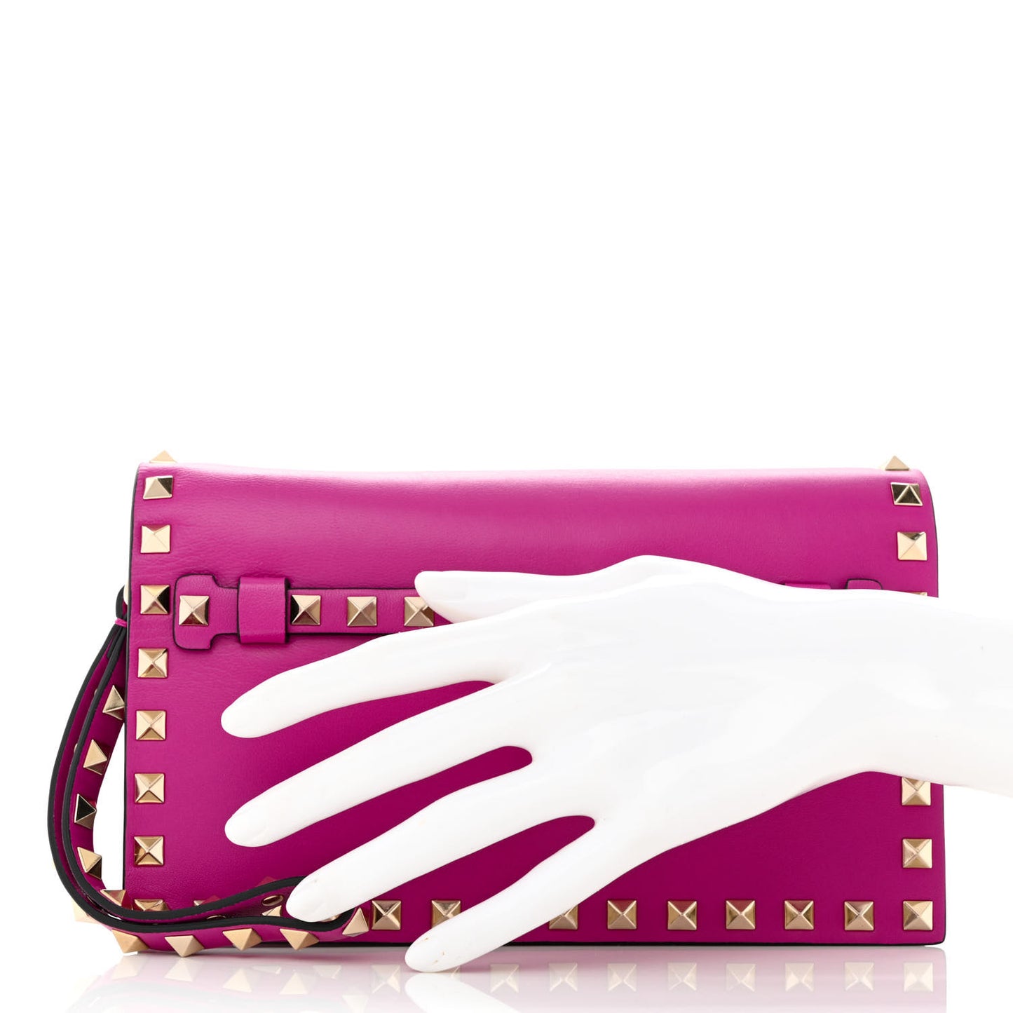 Nappa Small Rockstud Wristlet Clutch Fuxia