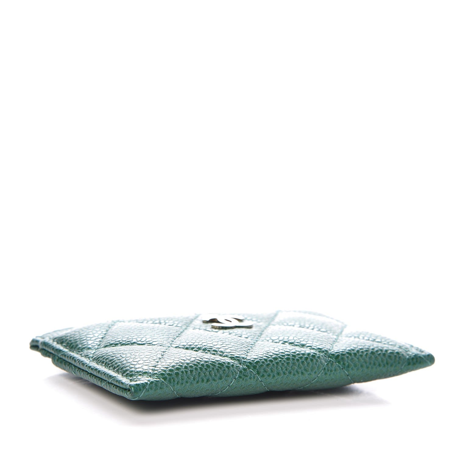 Chanel Metallic Caviar Quilted Card Holder Green 4 of 9