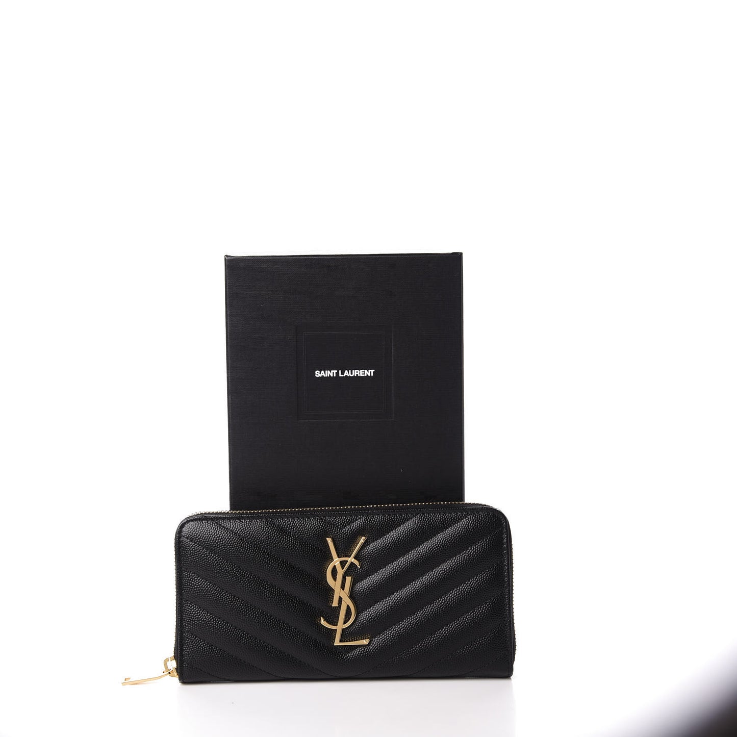 Grain De Poudre Matelasse Chevron Monogram Zip Around Wallet Black