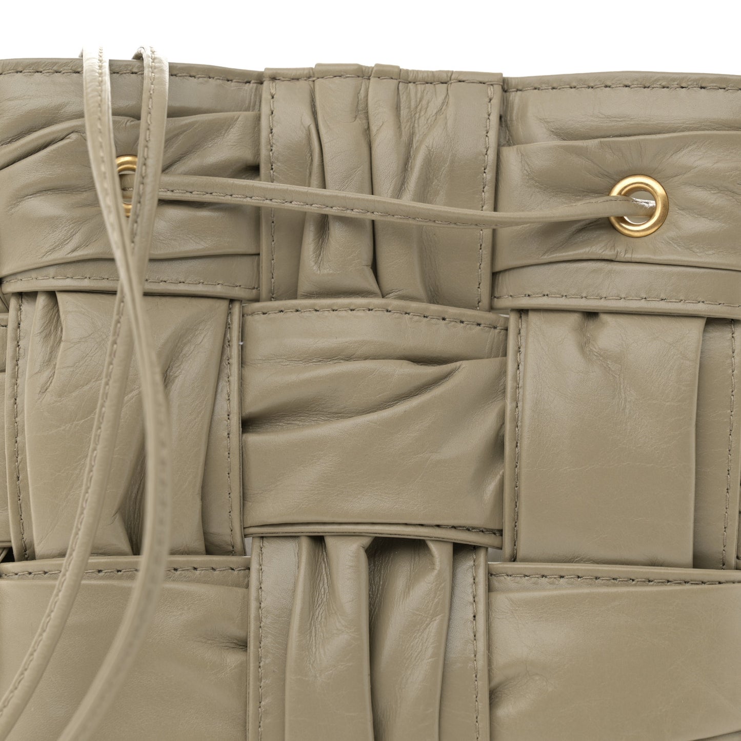 Calfskin Intrecciato Foulard Bucket Bag Taupe