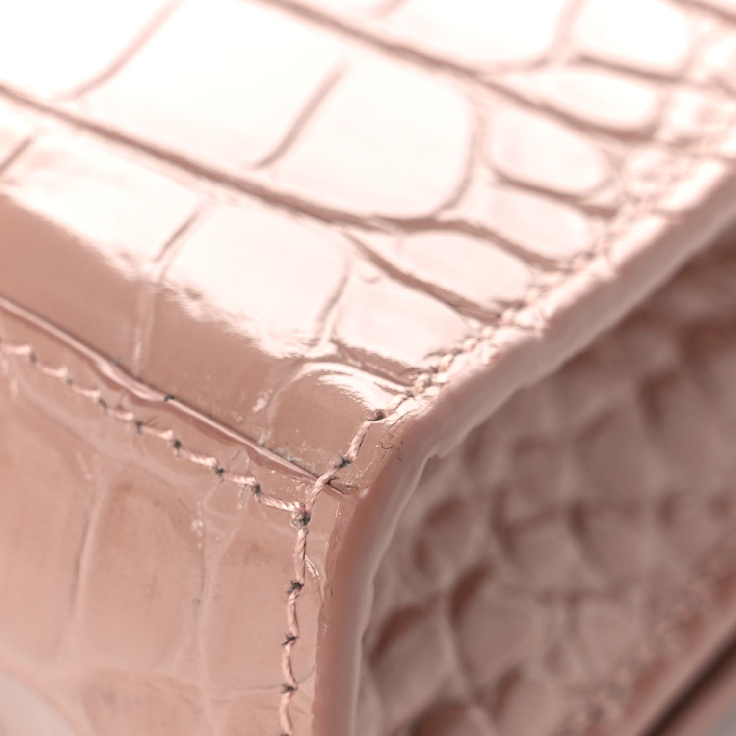 Balenciaga Shiny Calfskin Crocodile Embossed Hourglass Chain Bag Nude Beige 10 of 14