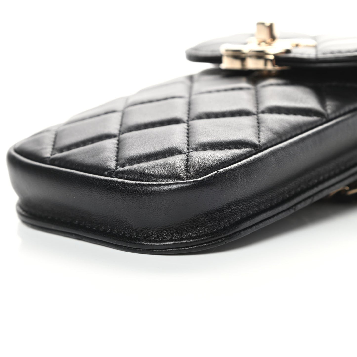 Lambskin Quilted CC Phone Holder Black