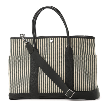 Hermes Toile Vache Country Garden Party Pockets 36 MM Tote Ecru Vert Anglais Vert Fonce 1 of 10