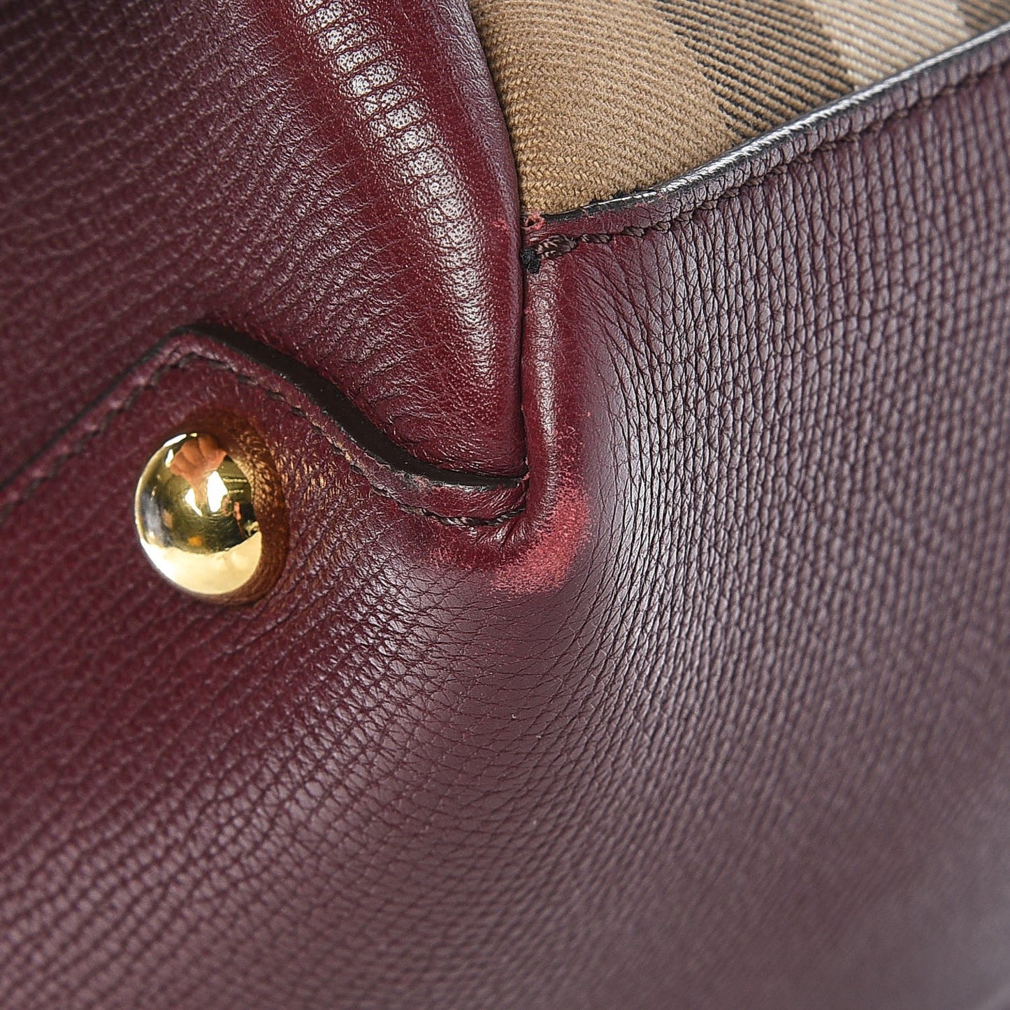 Grainy Calfskin House Check Medium Banner Tote Mahogany Red