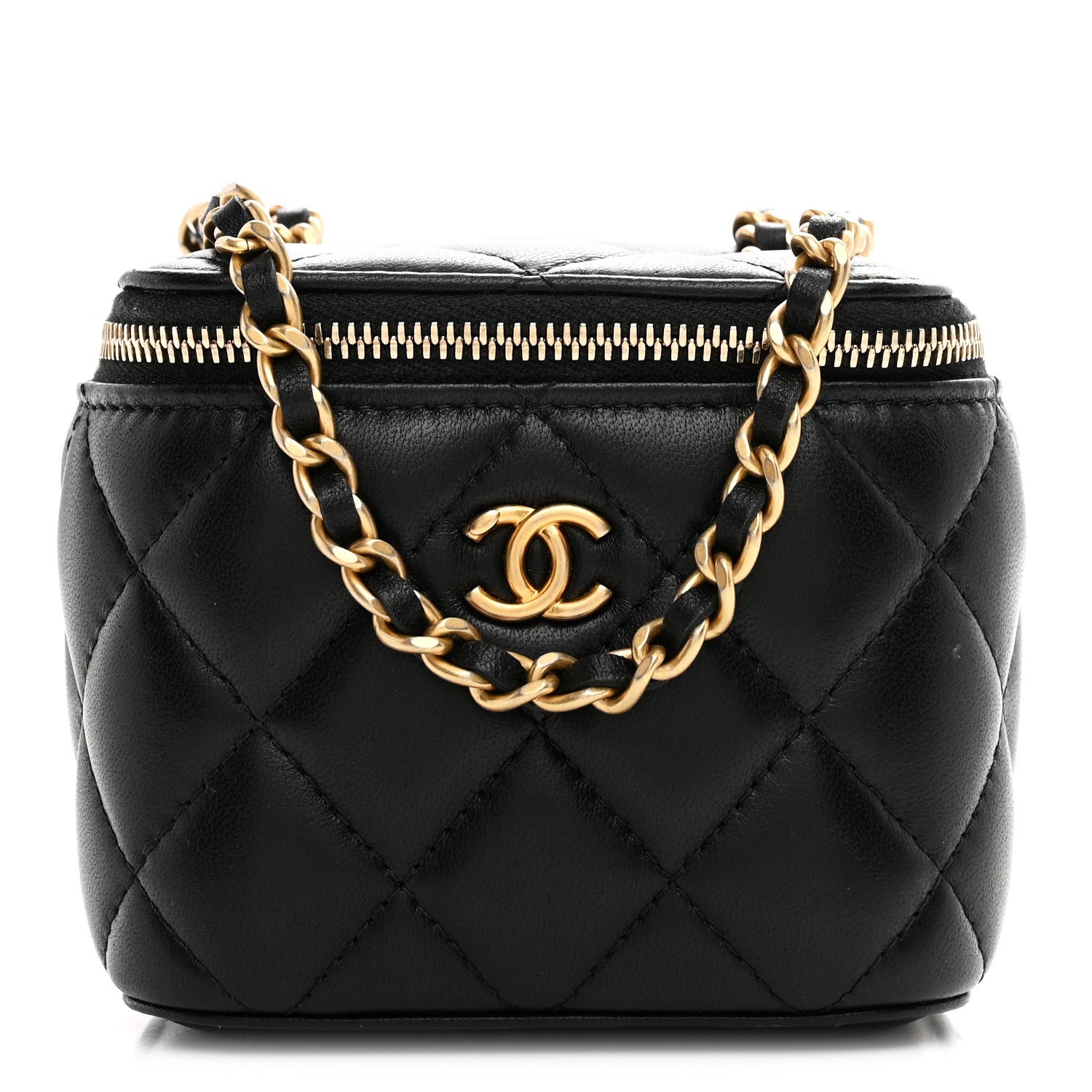 Chanel Lambskin Quilted Mini Pearl Crush Vanity Case With Chain
