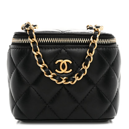 Chanel Lambskin Quilted Mini Pearl Crush Vanity Case With Chain Black 1 of 10