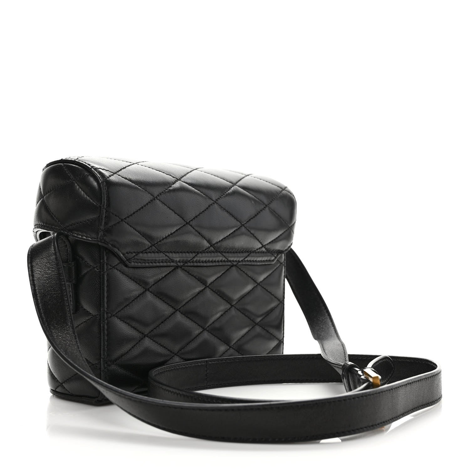 Saint Laurent Lambskin Quilted Camera Crossbody Flap Bag Black 3 of 9
