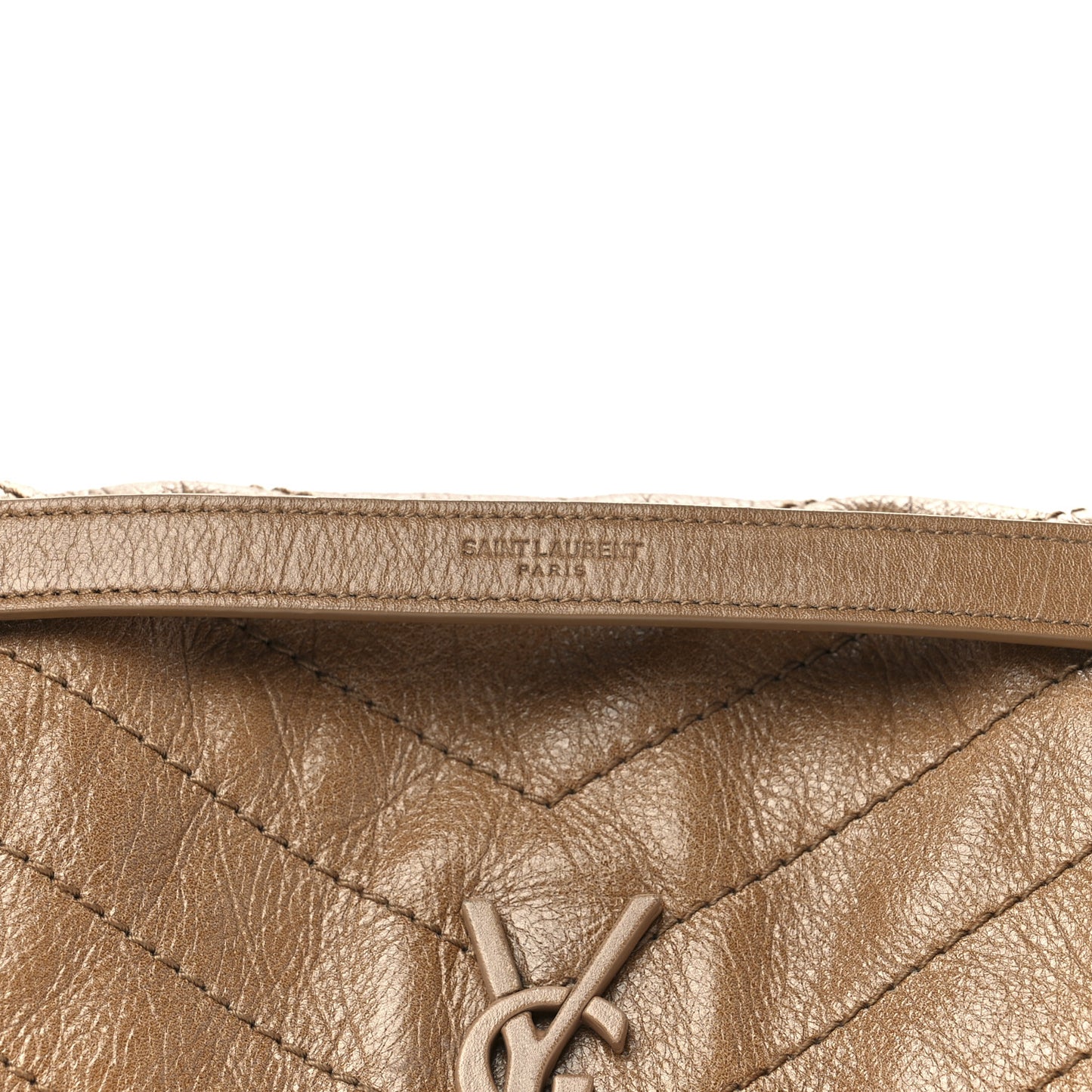 Crinkled Calfskin Matelasse Monogram Medium Niki Chain Satchel Caramel