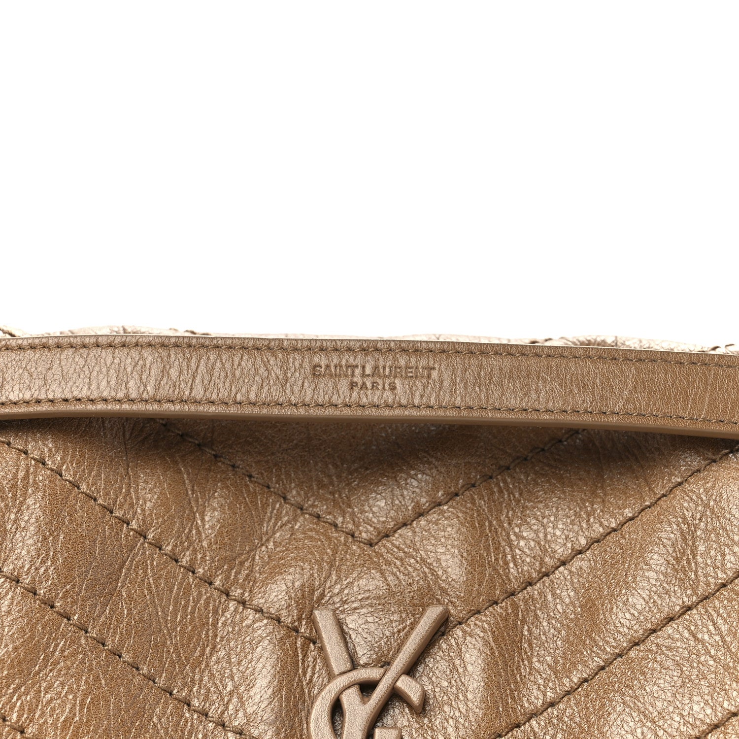 Saint Laurent Crinkled Calfskin Matelasse Monogram Medium Niki Chain Satchel Caramel 9 of 13