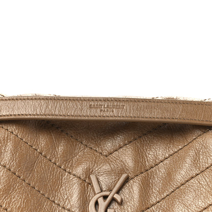 Saint Laurent Crinkled Calfskin Matelasse Monogram Medium Niki Chain Satchel Caramel 9 of 13