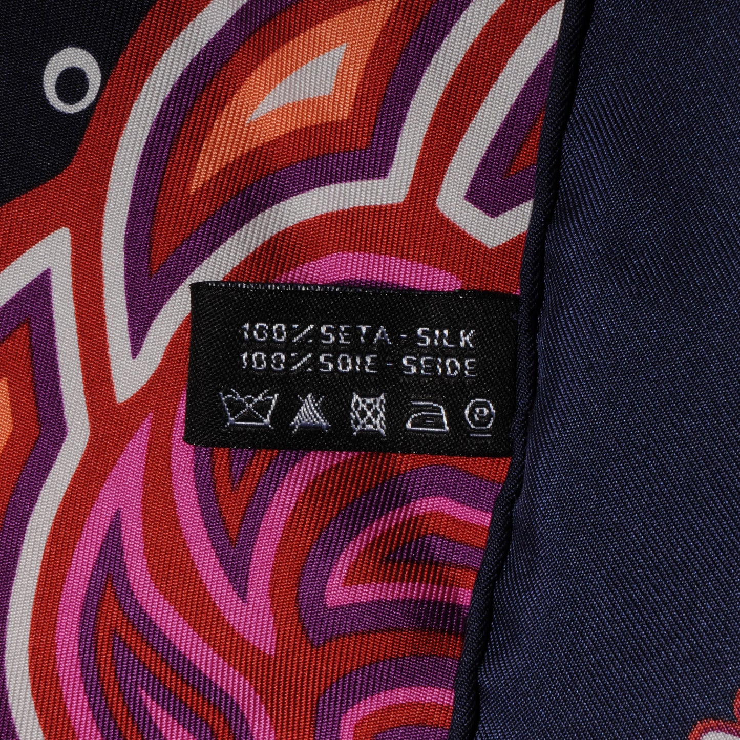 Silk Camellia Bubble Scarf Navy Pink