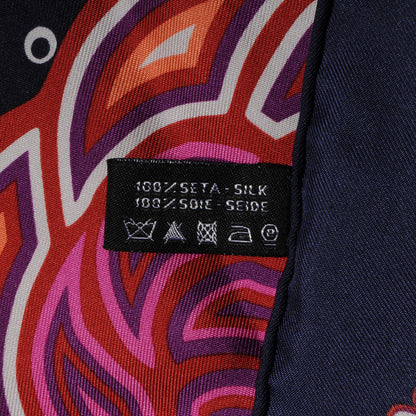 Chanel Silk Camellia Bubble Scarf Navy Pink 5 of 5