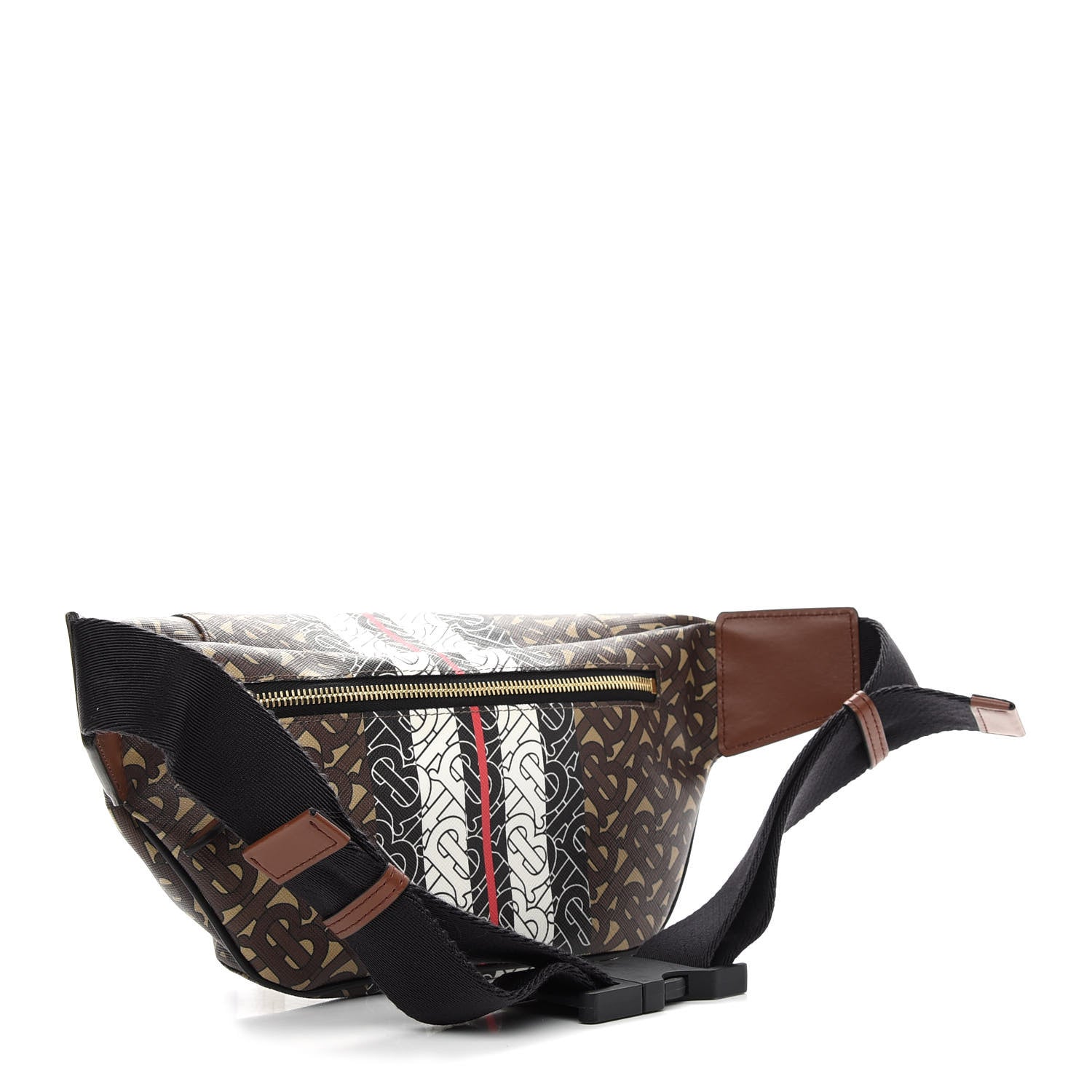 Burberry E-Canvas Monogram Stripe Medium Sonny Bum Bag Bridle Brown 3 of 8