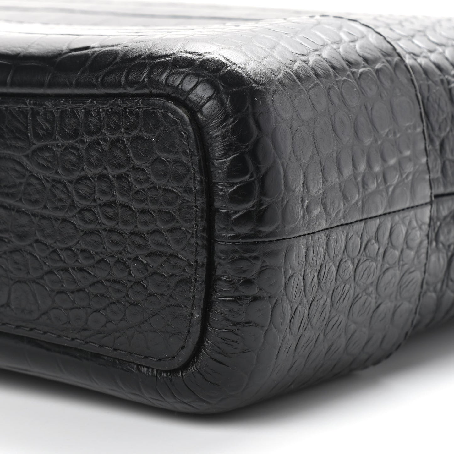 Crocodile Embossed Calfskin Medium Gabrielle Cocodile Hobo Black