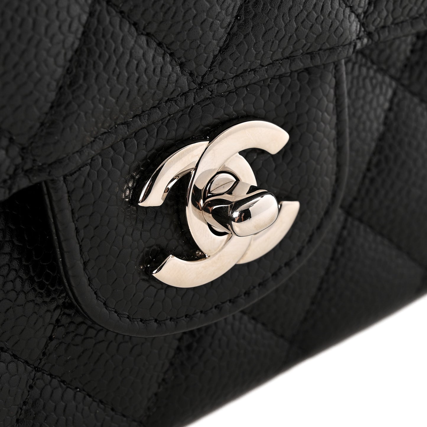 Caviar Quilted Medium Double Flap Black