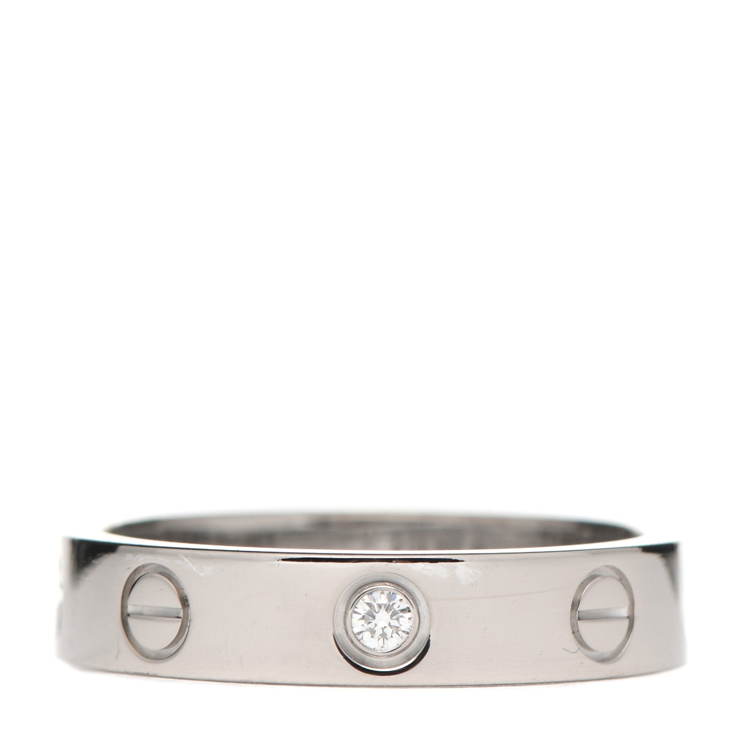 Cartier 18K White Gold Diamond 4mm LOVE Wedding Band Ring 51 5.75 1 of 4