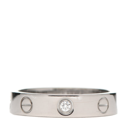 Cartier 18K White Gold Diamond 4mm LOVE Wedding Band Ring 51 5.75 1 of 4