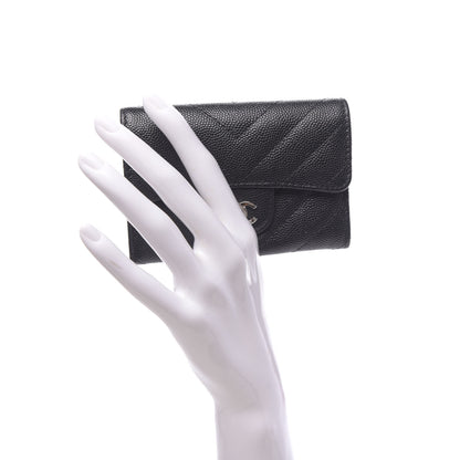 Chanel Caviar Chevron Quilted Flap Card Holder Black 2 of 9