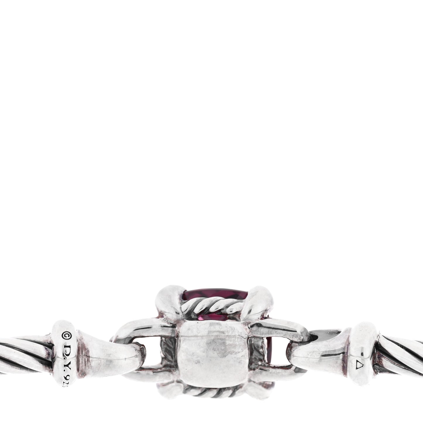 Sterling Silver Diamond Rhodolite Garnet 8mm Chatelaine Bracelet
