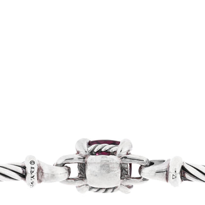 David Yurman Sterling Silver Diamond Rhodolite Garnet 8mm Chatelaine Bracelet 3 of 4
