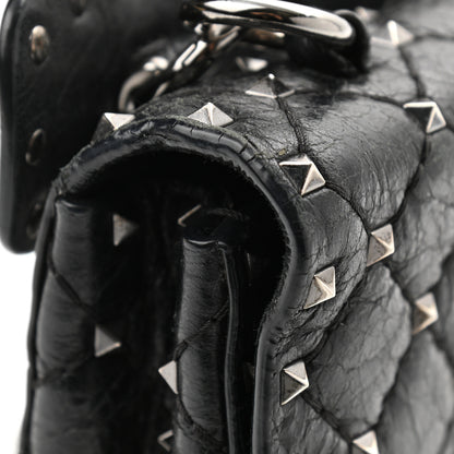 Valentino Garavani Craquele Nappa Small Rockstud Spike Shoulder Bag Black 9 of 10
