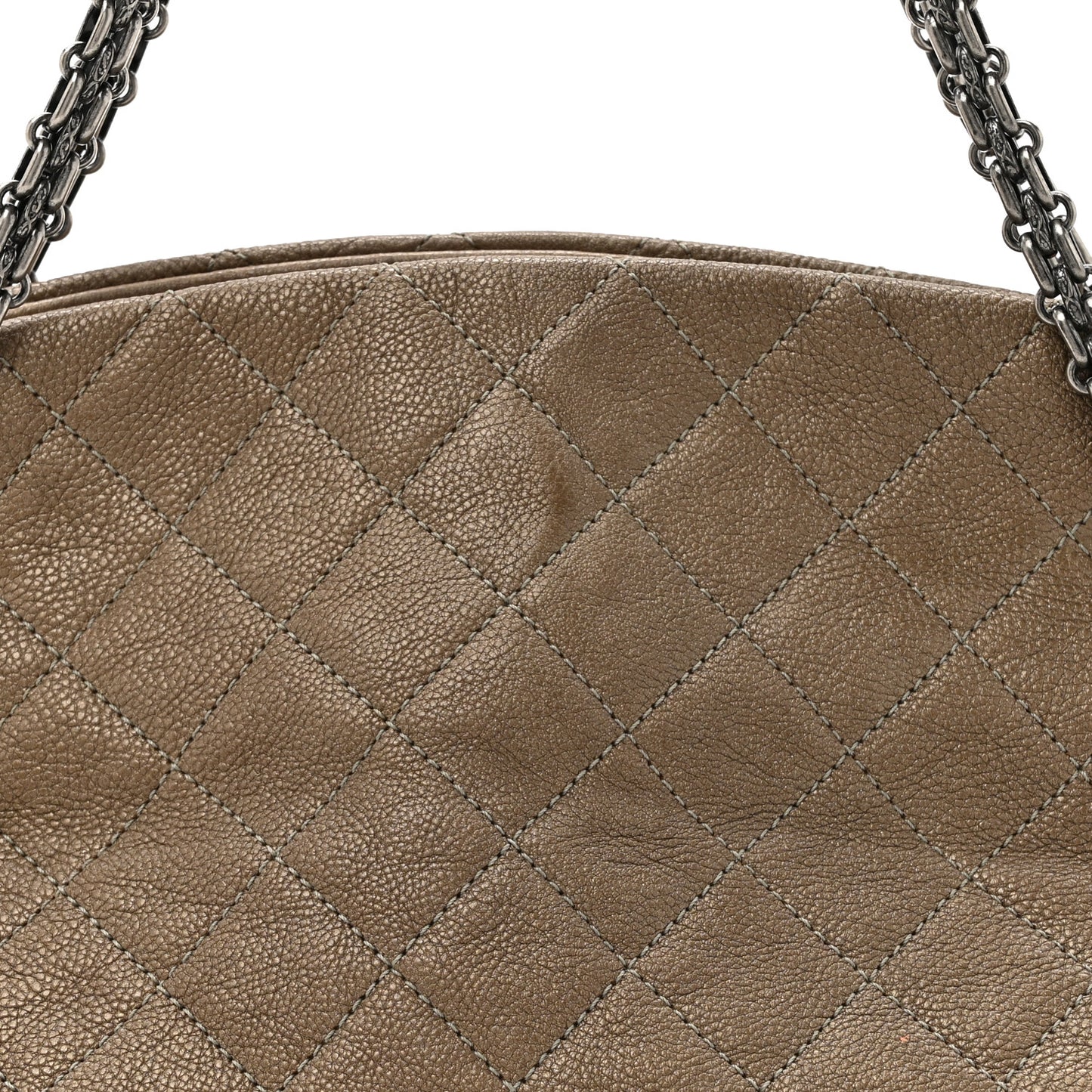 Metallic Caviar Quilted Medium Just Mademoiselle Bowling Bag Gold
