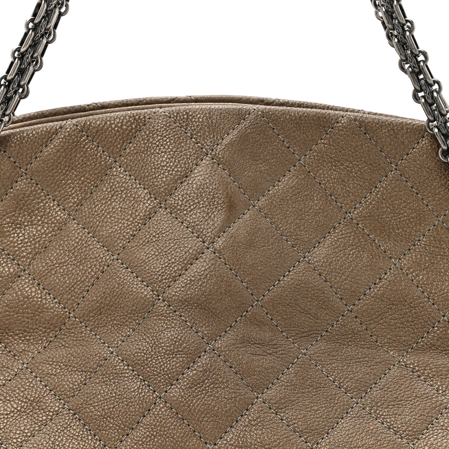 Chanel Metallic Caviar Quilted Medium Just Mademoiselle Bowling Bag Gold 10 of 13