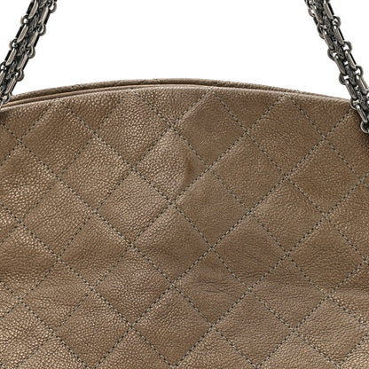 Chanel Metallic Caviar Quilted Medium Just Mademoiselle Bowling Bag Gold 10 of 13