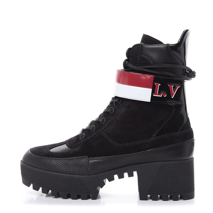 Louis Vuitton Suede Calfskin Laureate Platform Desert Boots 36 Black 1 of 7