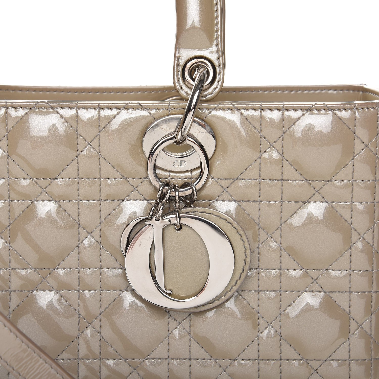Christian Dior Patent Cannage Large Lady Dior Grey 9 of 11