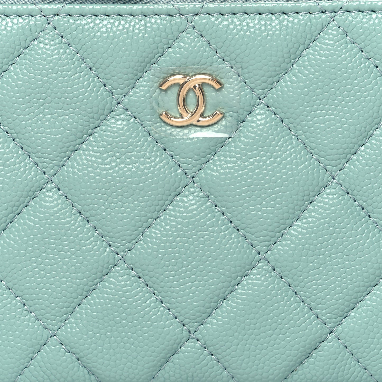 Caviar Quilted Small Cosmetic Case Light Blue