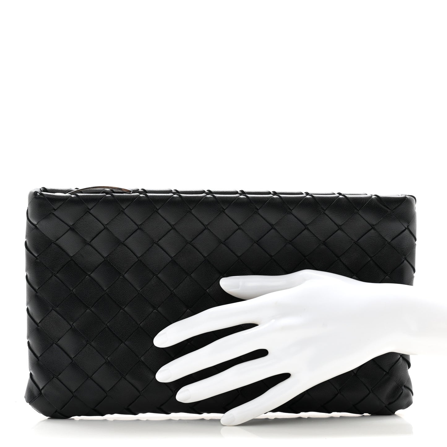 Nappa Intrecciato Zip Pouch Black